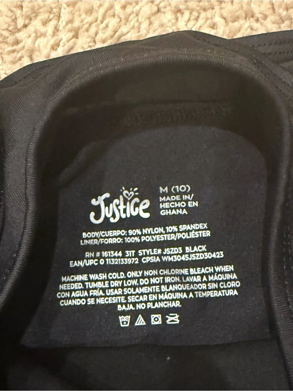 Justice Black Girls' One-Piece Leotard size M 10